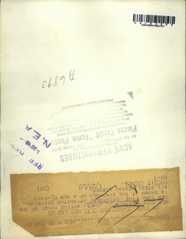 1948 Press Photo NYC fireman Arthur J Jones of apparatus division