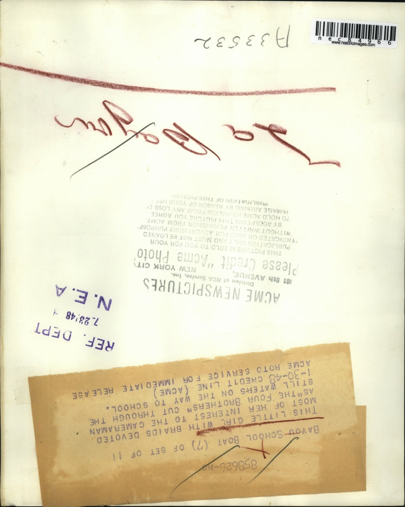 1948 Press Photo BAyou School boat & young girl student