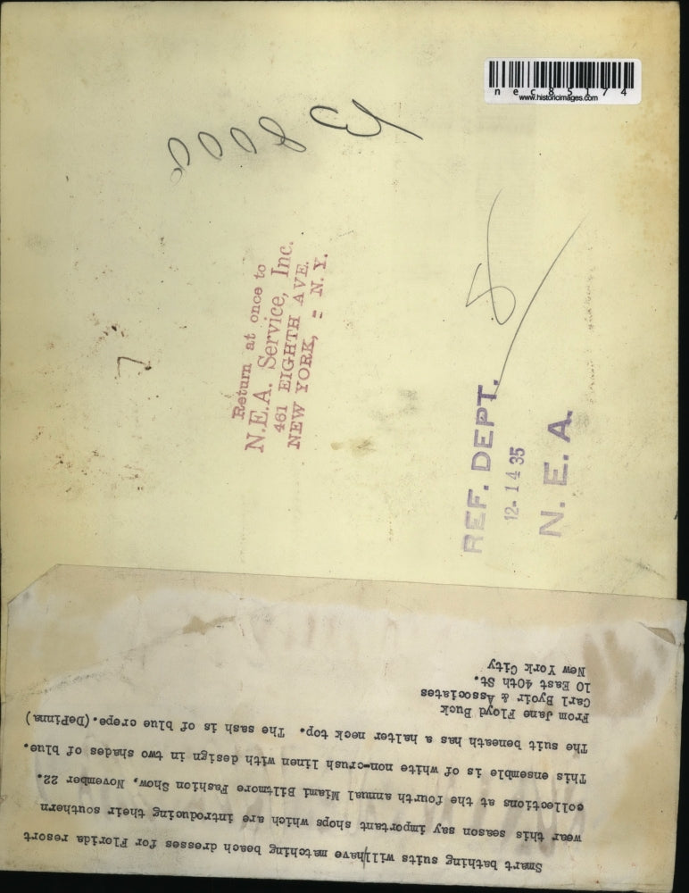 1935 Press Photo Southern Collection for Miami Biltmore Fashion Show