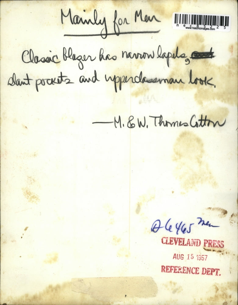 1957 Press Photo Classic blazer for men in upperclassmen style