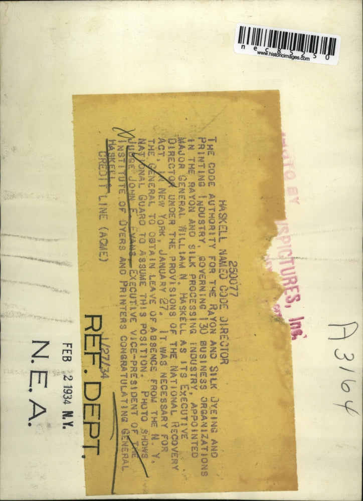 1934 Press Photo Judge John F Evans, Gen Wm Haskell of Rayon & Silk Industry