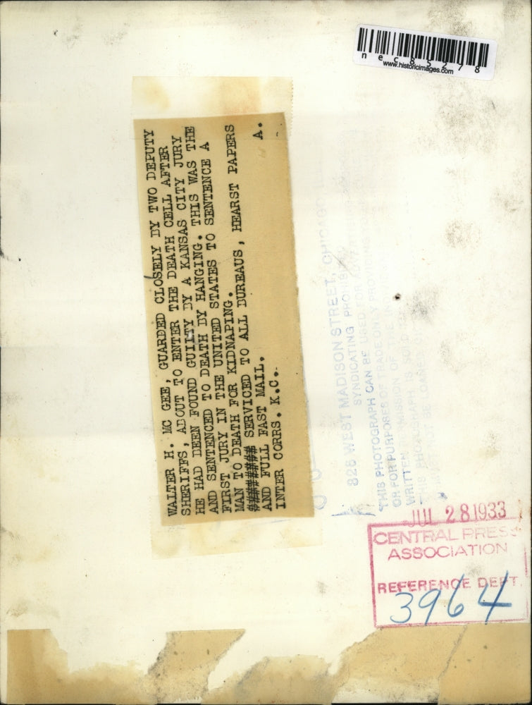 1933 Press Photo Walter H McGee Kansas Jury Death By Hanging Kidnapping