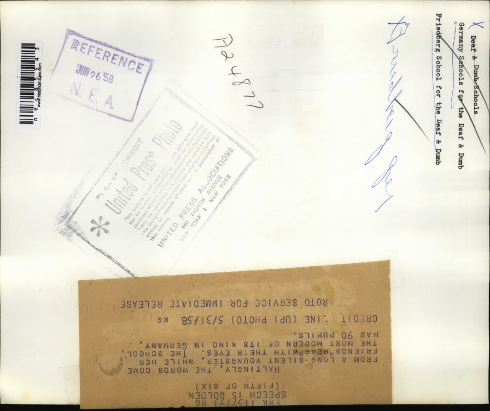 1958 Press Photo The Words Come From A Long Silent Youngster While Friends Hear