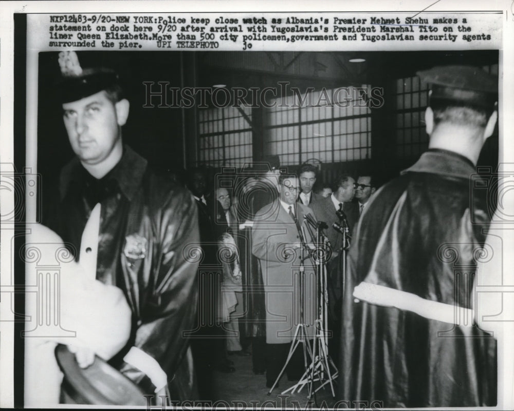 1960 Press Photo NYC Albania Premier Mehmet Shebu as Yugoslav Pres Tito arrives