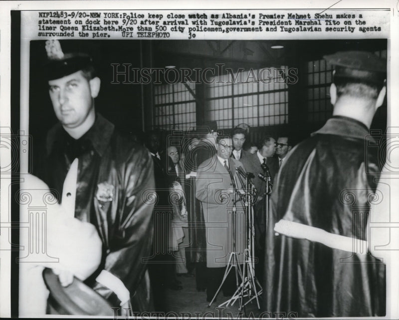 Load image into Gallery viewer, 1960 Press Photo NYC Albania Premier Mehmet Shebu as Yugoslav Pres Tito arrives
