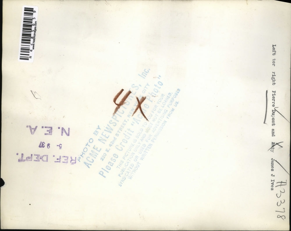 1937 Press Photo Pierre DuPont & Atty James J Ives