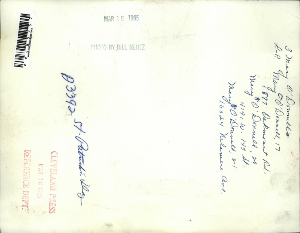 1965 Press Photo Three Mary Odonnell's seen in this photo on St Patricks Day