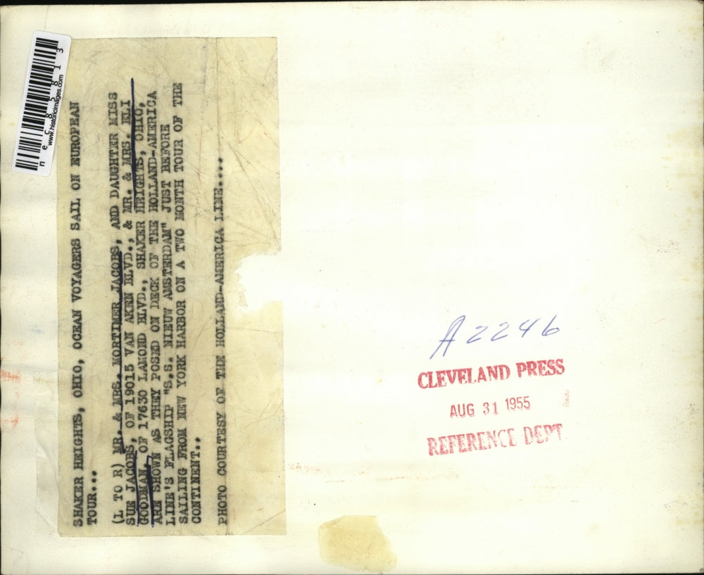 1955 Press Photo Shakers Heights, Ohio, Ocean Voyagers Sail on European Tour