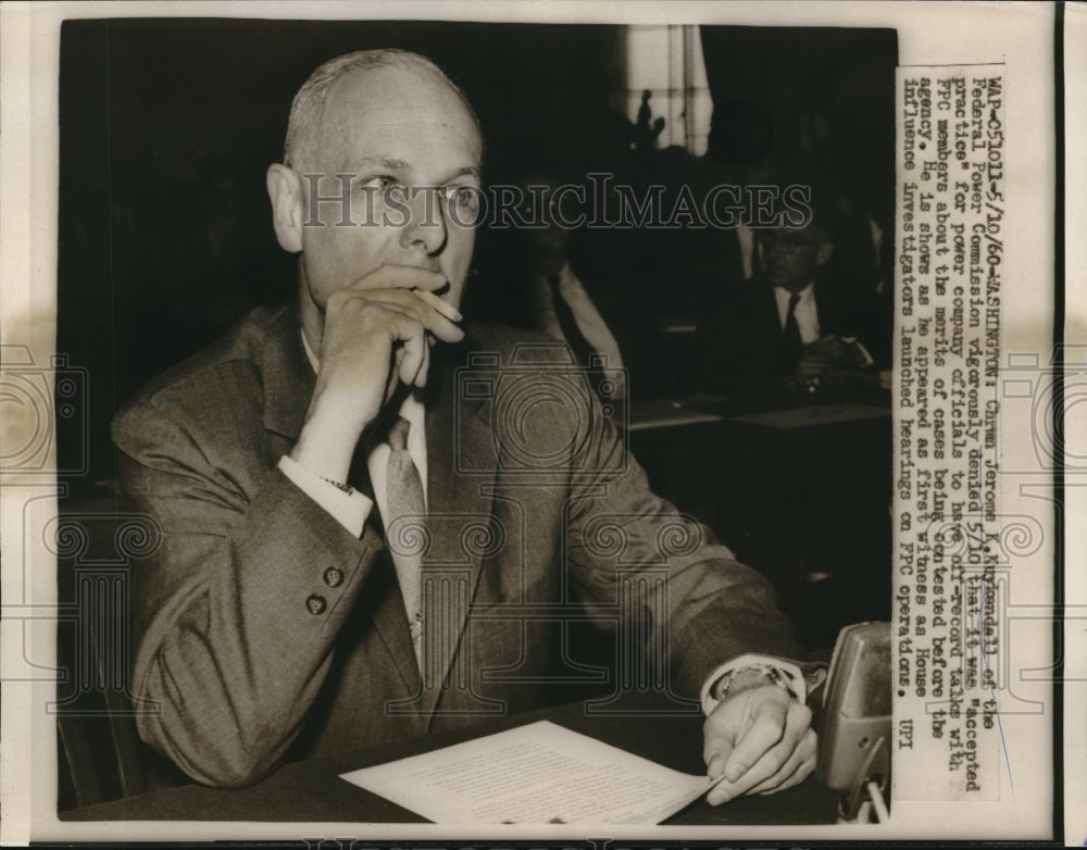 1960 Press Photo Chairman Jerome K Kuykendall of Federal Power Commissionfirst