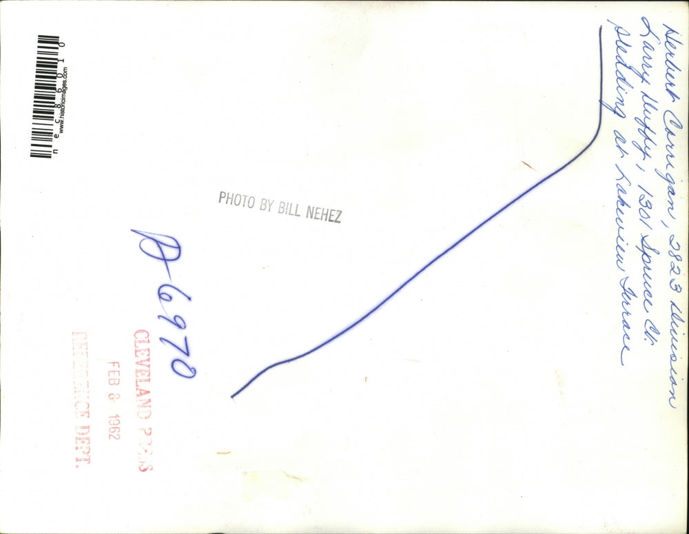 1962 Press Photo Larry Duffy & Herbert Carrigan sledding in Cleveland