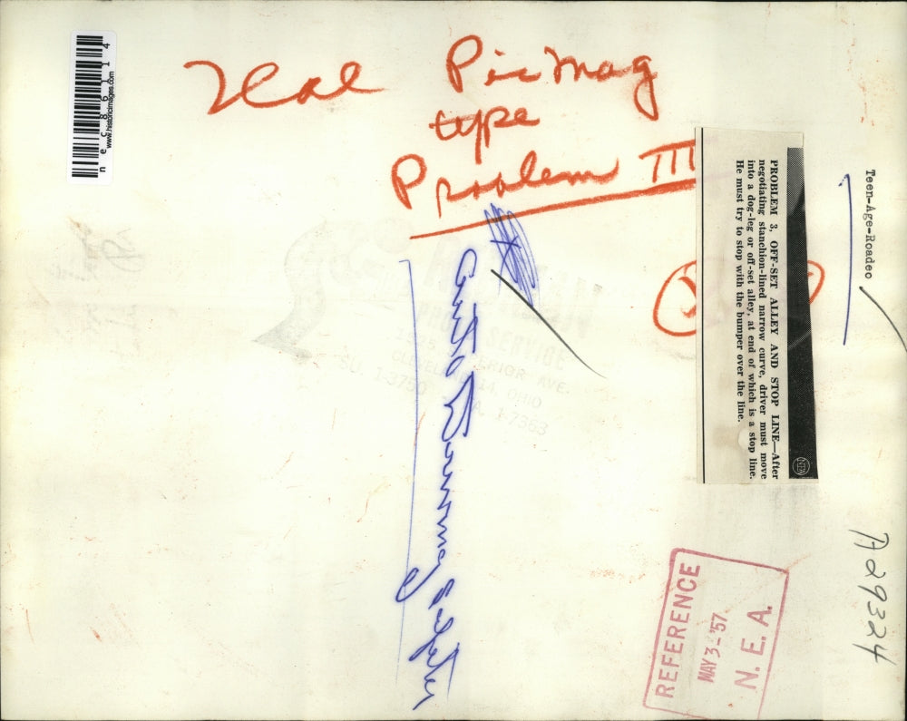 1957 Press Photo Safety check of auto drivers at test station