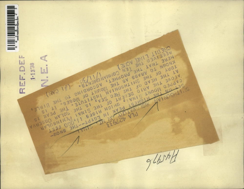 1938 Press Photo Smithsonian Observatory on Mt Sinai at head of Red Sea