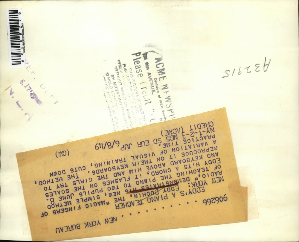 1949 Press Photo NYC Orchestra leader Eddy Duchin at piano with students