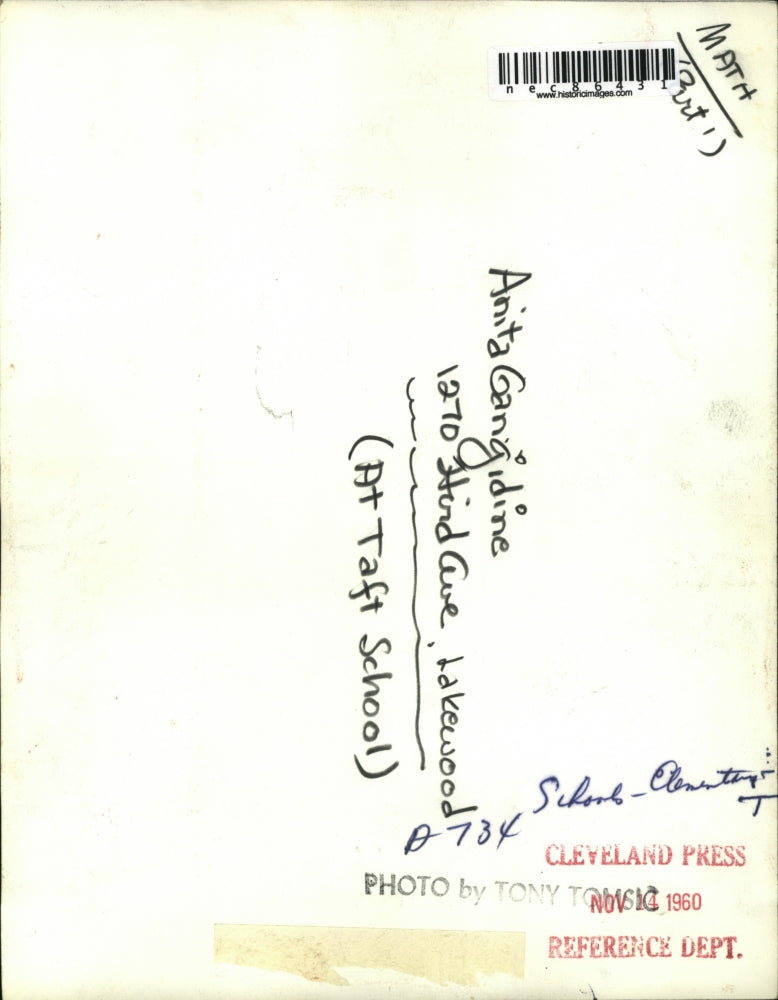 1960 Press Photo Anita Gangidine at Taft School in Cleveland Ohio