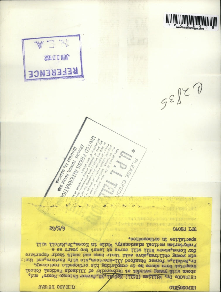 1962 Press Photo Dr William McCall former Chicago Bears End