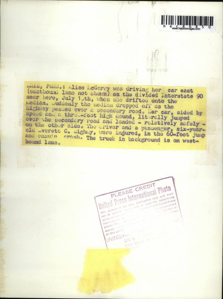 Press Photo Alice McGarry to east on Interstate 90 when drifted on median