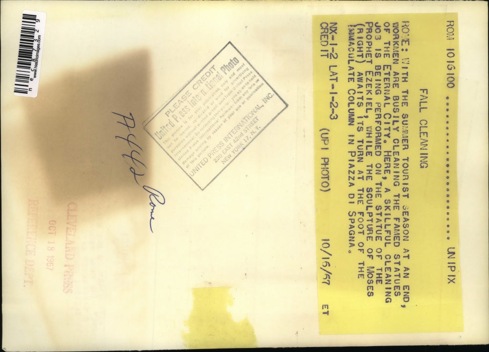 1967 Press Photo Rome Italy Statue of Prophet Ezekiel & Moses