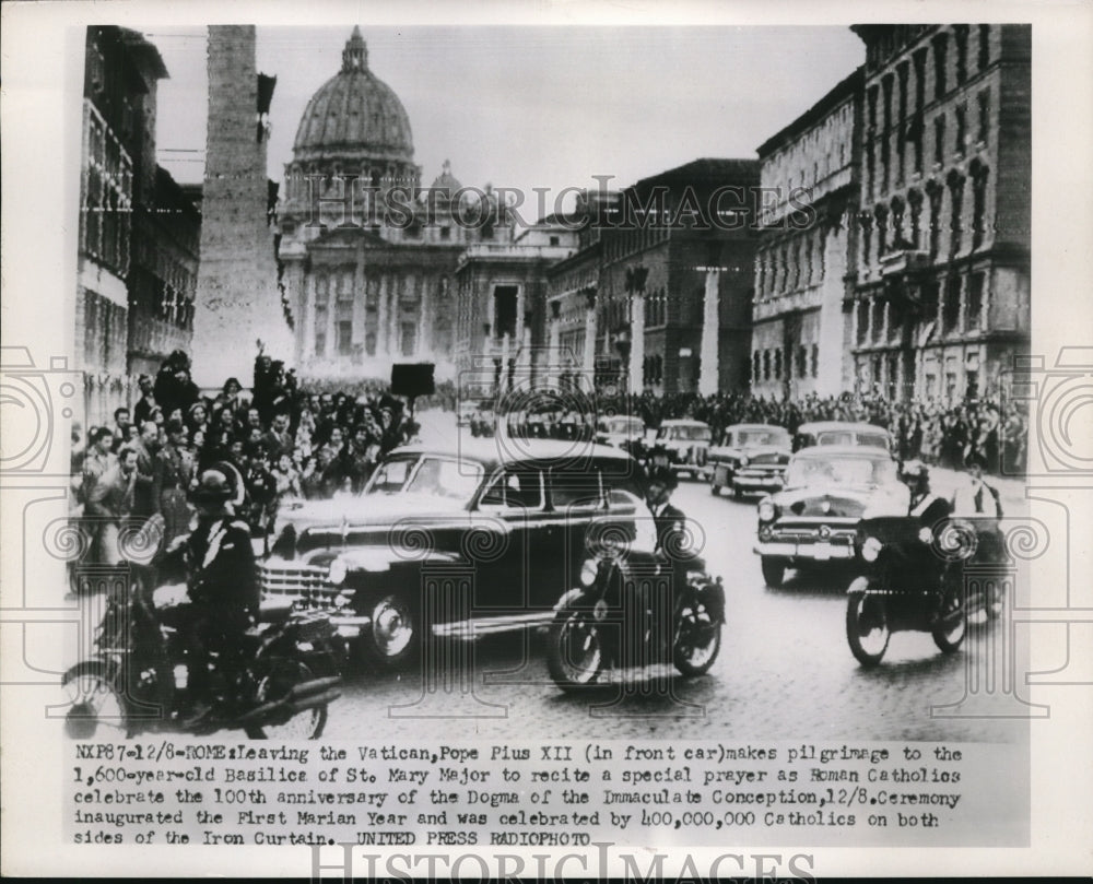 1953 Press Photo Rome Italy Pope Pius XII motorcade at Basicilica of St MaryMajor- Historic Images