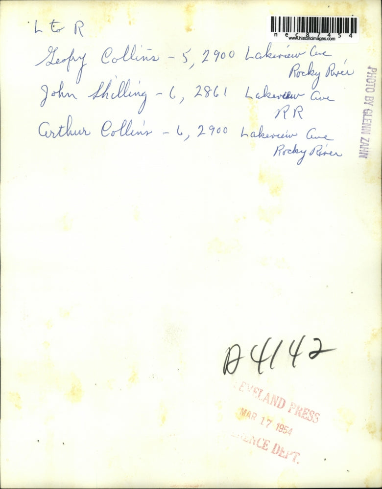 1954 Press Photo Rocky River Snow Geofry Collins John Shilling and Arthur Collin