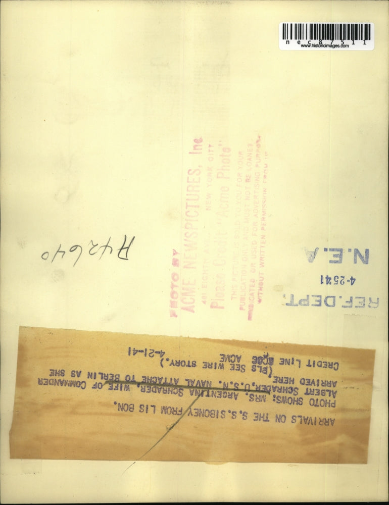 1941 Press Photo Mrs Argentina Schrader wife of US Naval Cmdr in Berlin