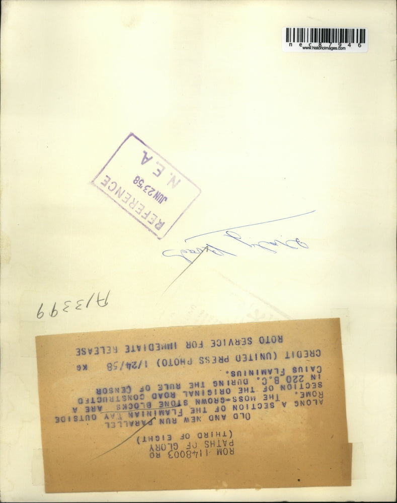 1958 Press Photo Section of Flaminian Way outside Rome, Italy