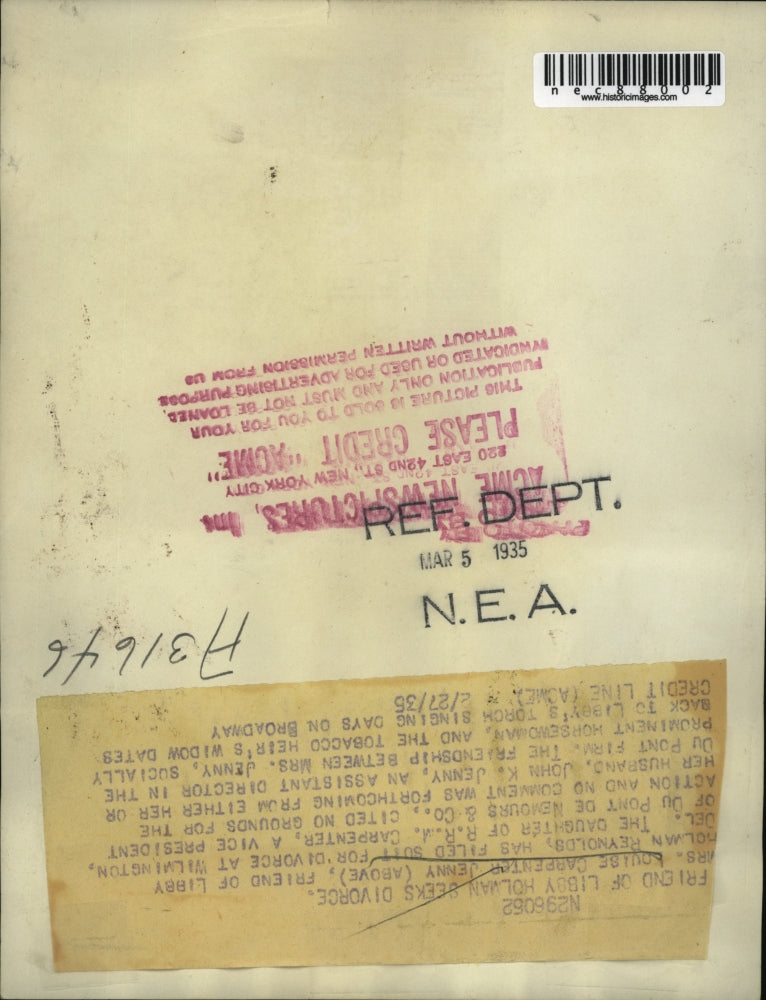 1935 Press Photo Louise Carpenter Jenny seeks divorce from John K. Jenny