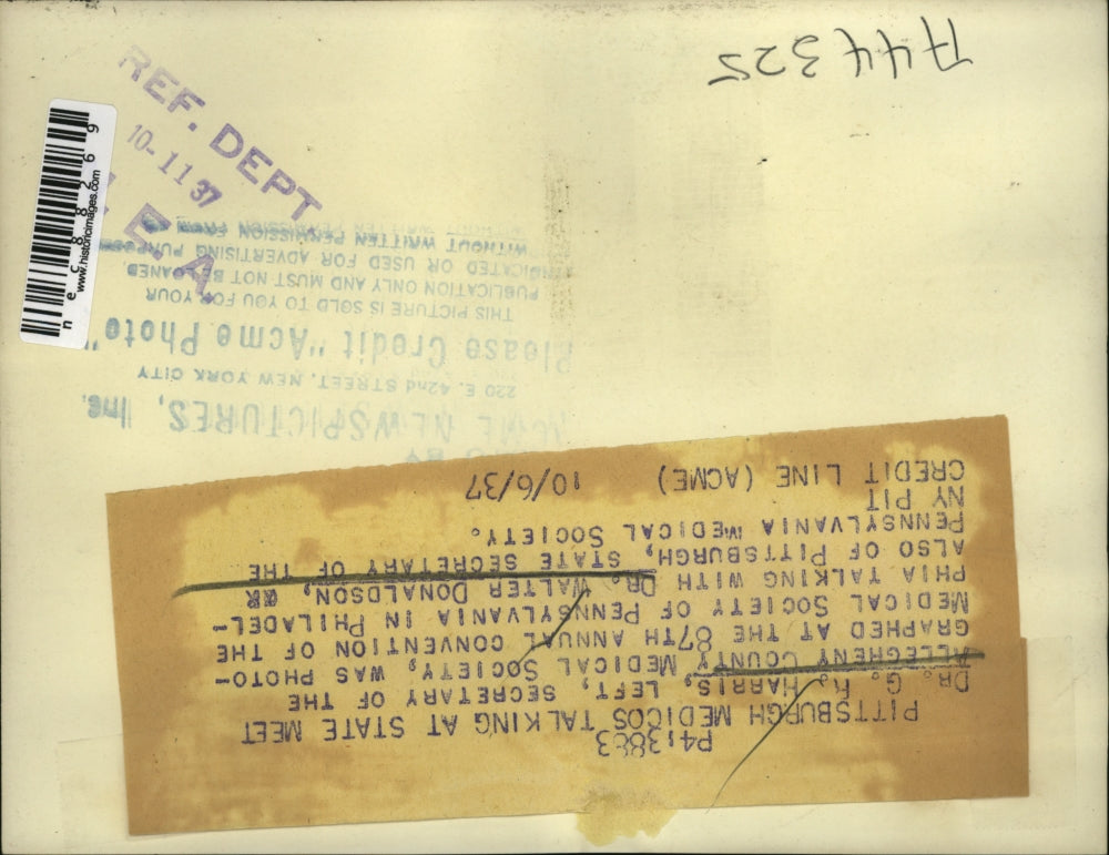 1937 Press Photo Dr. G.R. Harris and Dr. Walter Donaldson at Convention of Medic