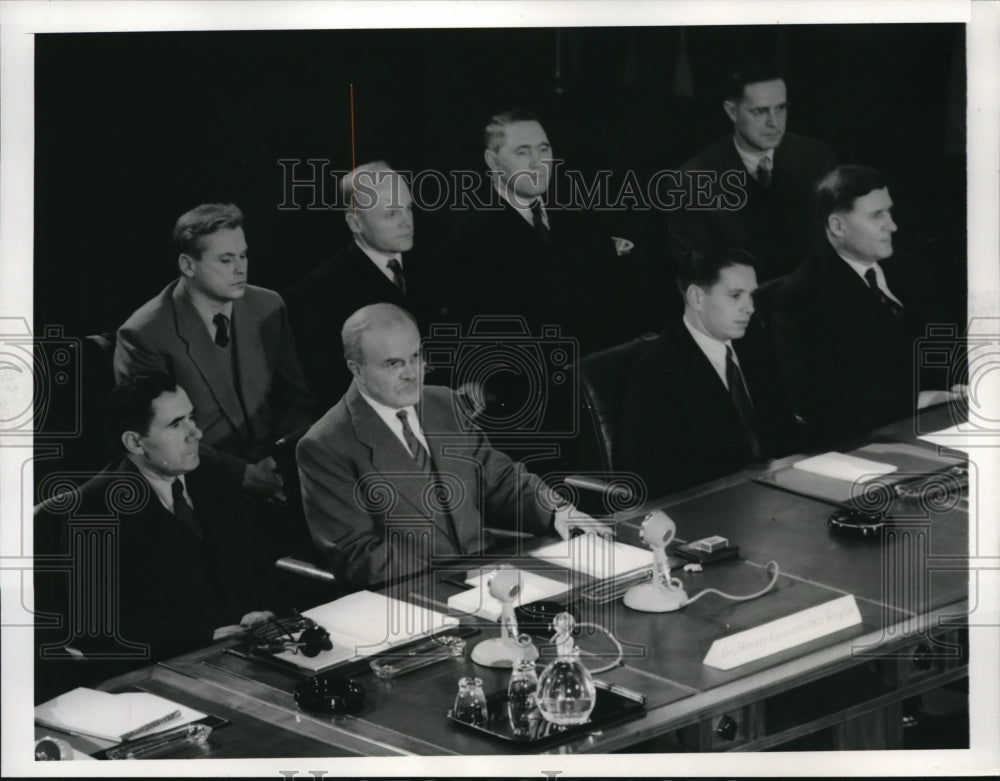 1955 Press Photo Russian Delegation Seated Big Four Foreign Minister Conference