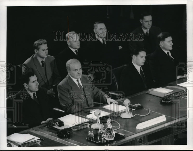 Load image into Gallery viewer, 1955 Press Photo Russian Delegation Seated Big Four Foreign Minister Conference
