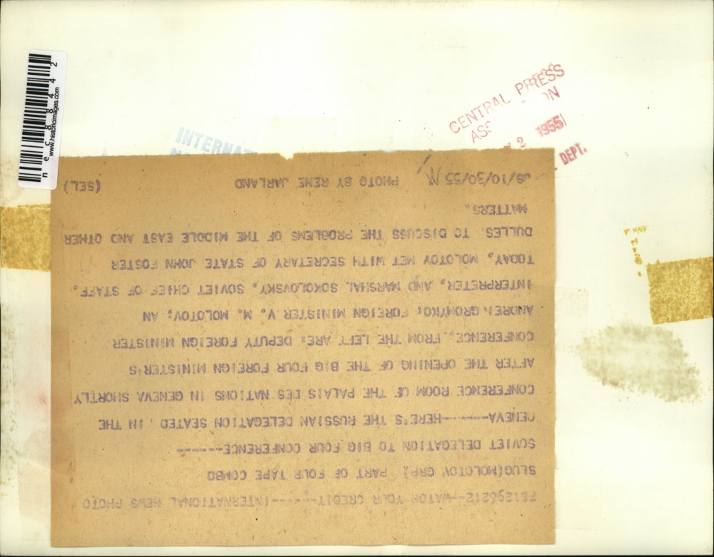 1955 Press Photo Russian Delegation Seated Big Four Foreign Minister Conference