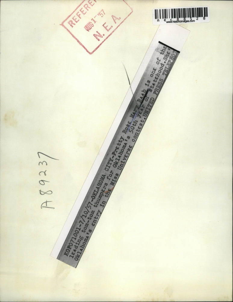 1957 Press Photo Rose Mary Raab, Entry in Miss Universe Contest