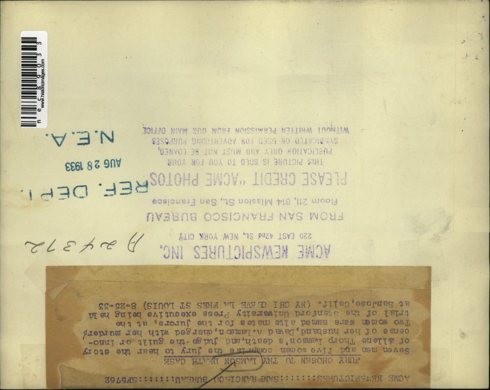 1933 Press Photo Jury Chosen for David A. Lamson Case of Killing Wife