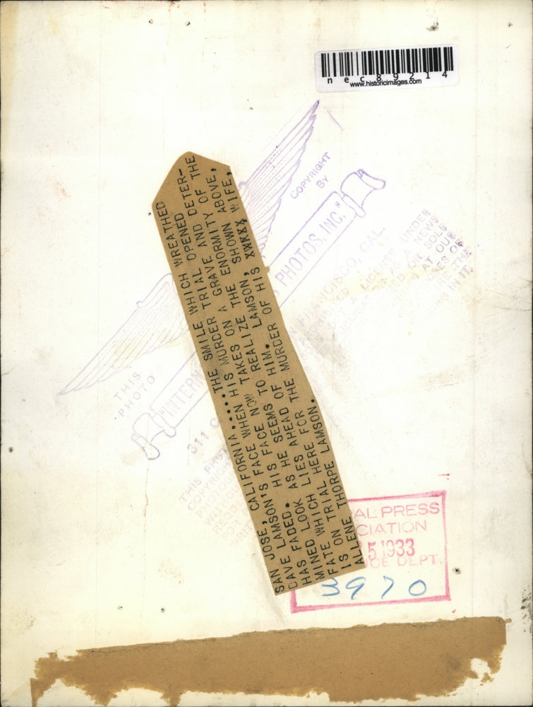 Press Photo Grave look of Dave Lamson as he was on a murder trial of his wife