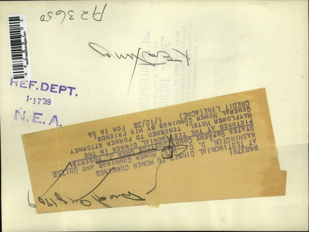 1939 Press Photo Mrs. Homer Cummings & US Supreme Court Justice Owen J. Roberts