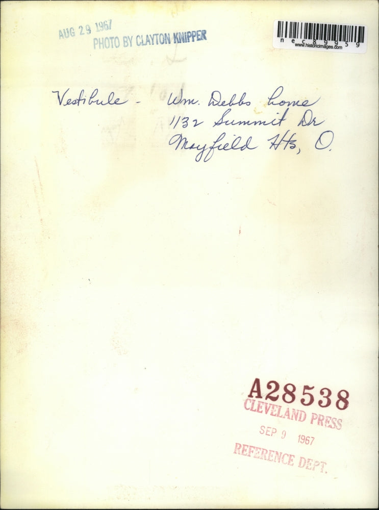 1967 Press Photo Vestibule of the William Debbs home in Mayfield Heights, OH.