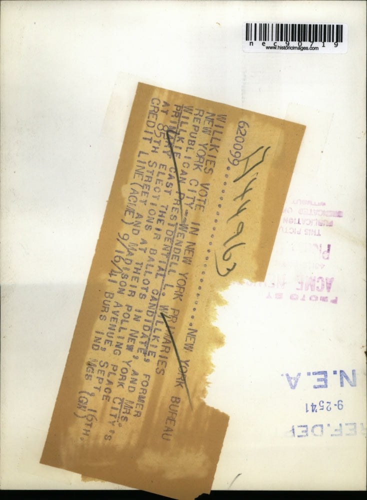 1941 Press Photo NYC Wendell Willkie ex Pres candidate & wife at the ballots