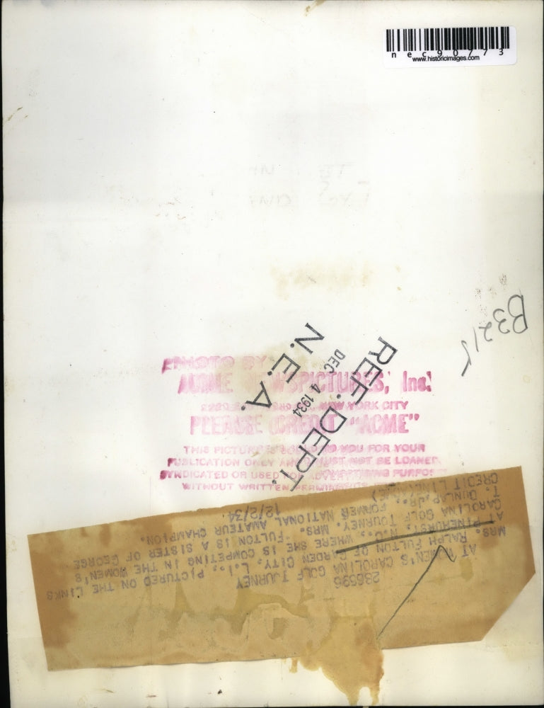 1934 Press Photo Mrs Ralph Fulton in Womens Carolina Golf Tournament