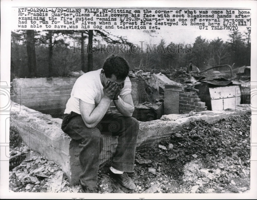 1962 Press Photo Glens Falls New York Francis Quarter Fire Destroyed Home
