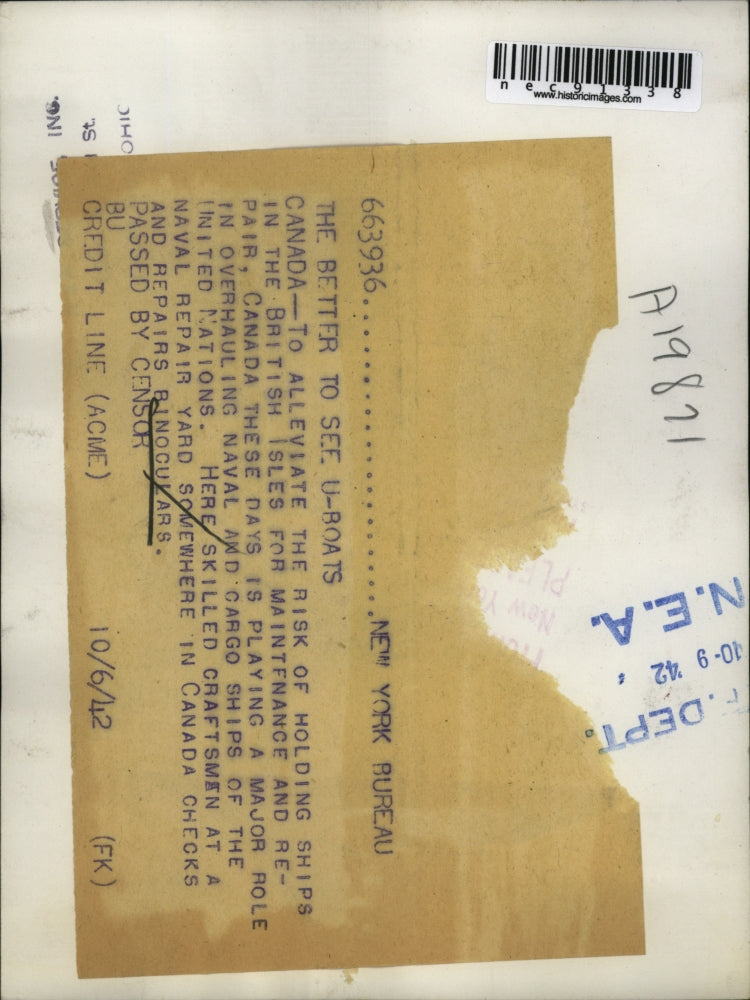 1942 Press Photo Canada plays major role in overhauling Naval and Cargo Ships