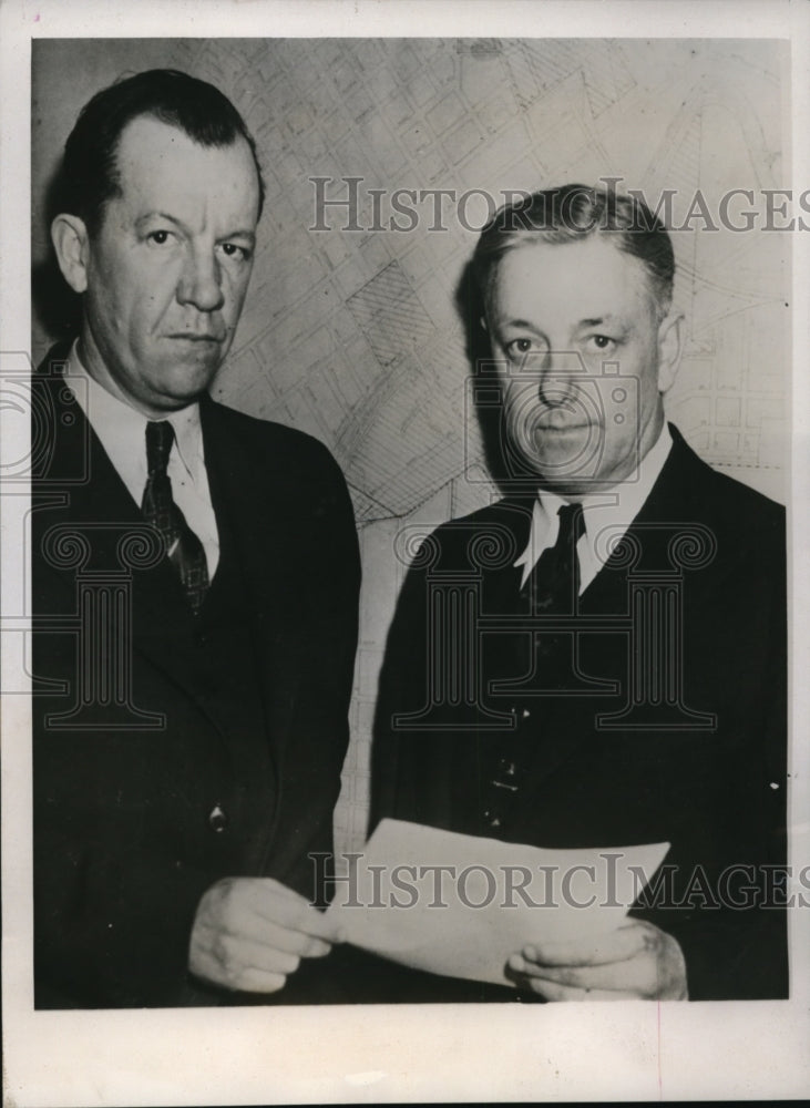 1938 Press Photo Belvidere Ill Mayor Perry Cratty & city atty AS O'Sullivan