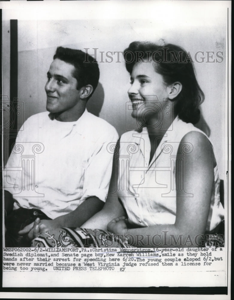Load image into Gallery viewer, 1957 Press Photo Williamsport Pa Christina Wennerstrom of Sweden &amp; K Williams
