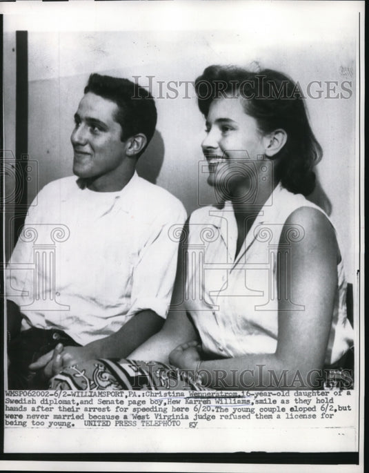 1957 Press Photo Williamsport Pa Christina Wennerstrom of Sweden & K Williams