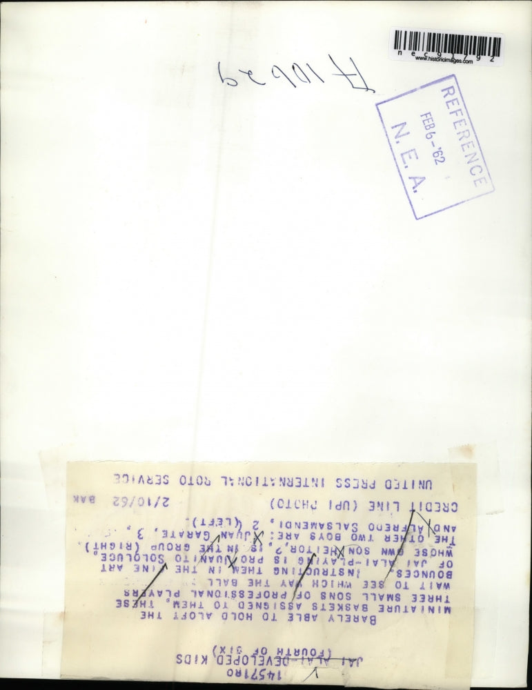 1962 Press Photo Jai Alai pro Juan Sololuce & Juan Garate,Al Salsamendi