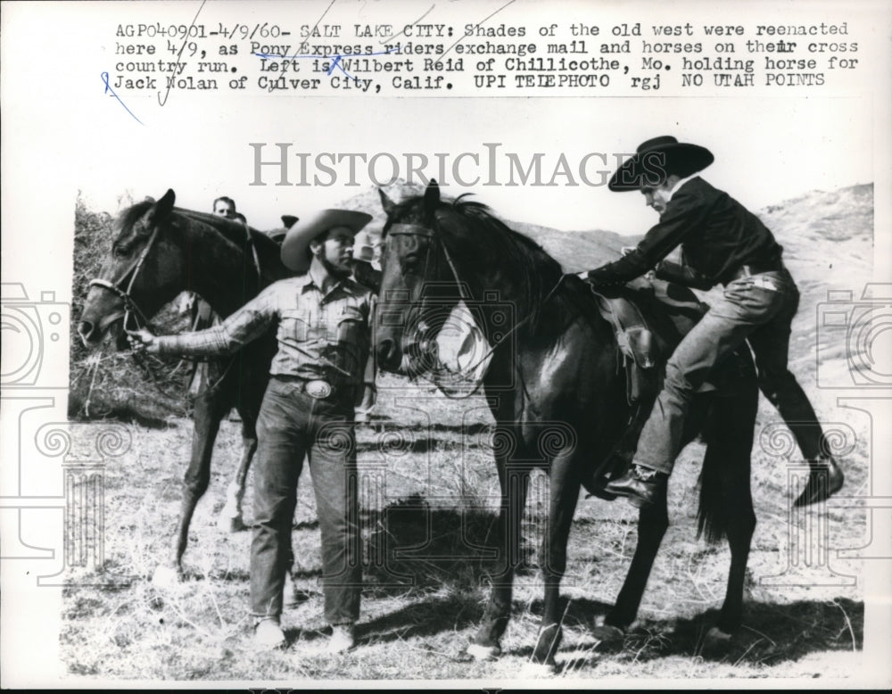 1960 Press Photo Salt Lake City Pony Express Reenactment Wilbert Reid