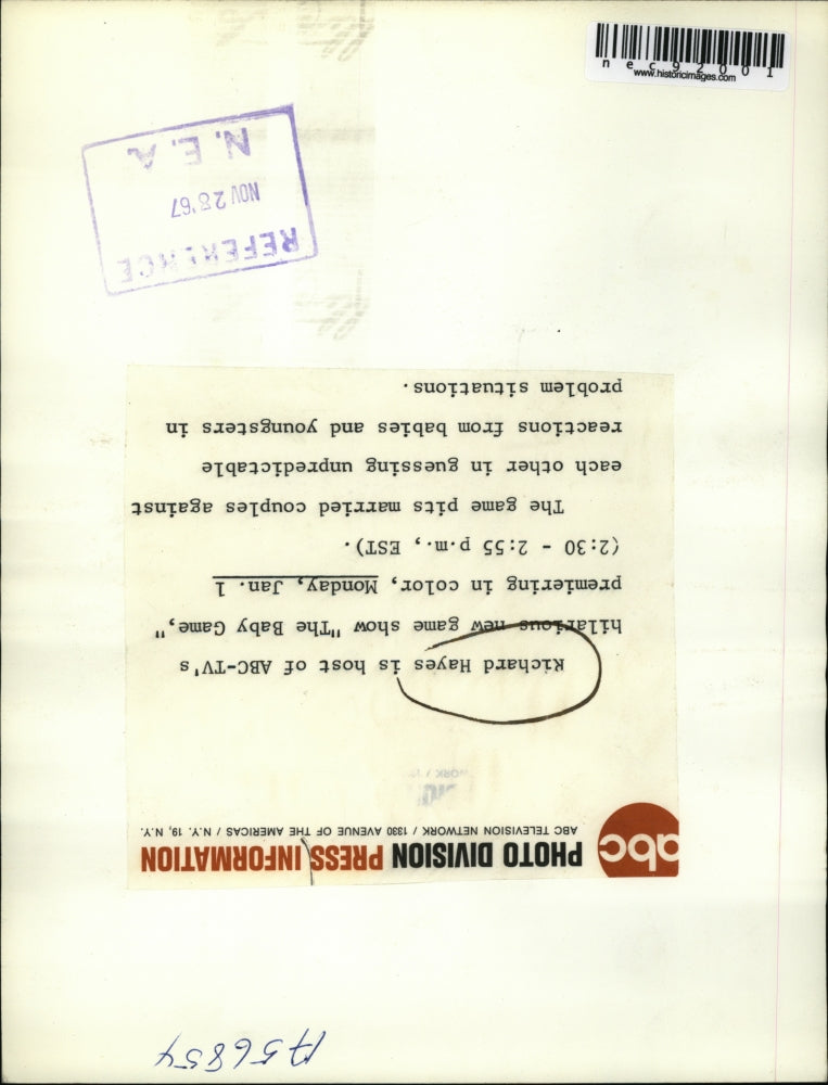 Load image into Gallery viewer, 1967 Press Photo Richard Hayes to host ABC-TV's Game show the Baby Game
