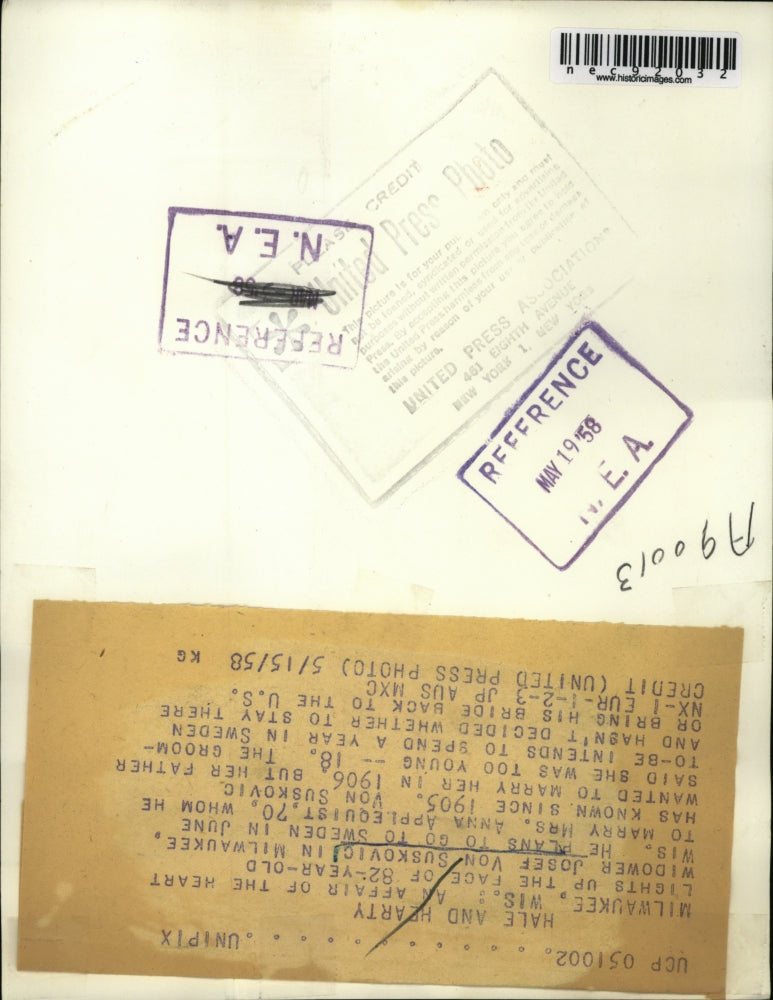 1958 Press Photo Milwaukee Wis. Josef Von Suskovic to wed Mrs A Applequist