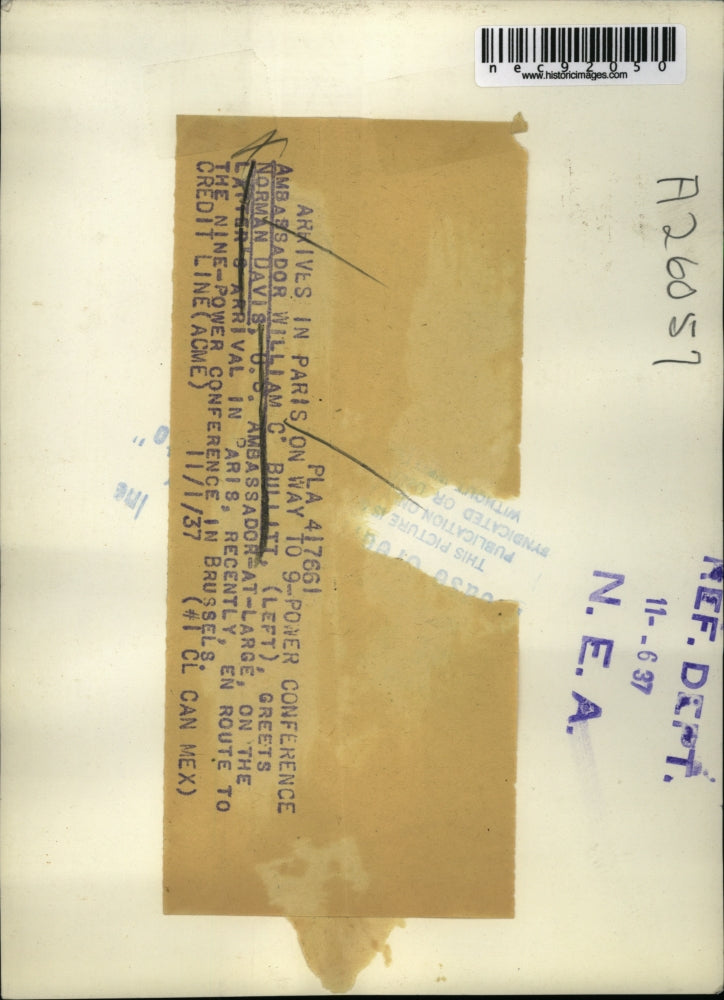 1937 Press Photo Ambassador William Bullitt and Norman Davis in Paris