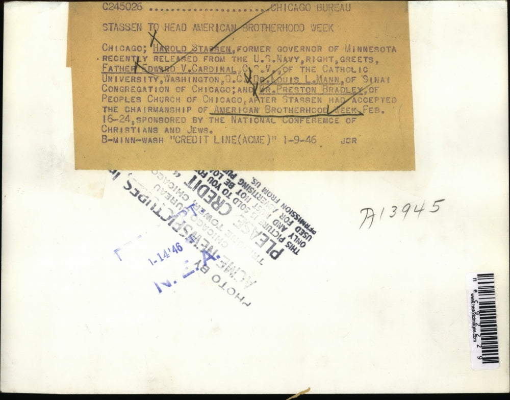 1946 Press Photo Chicago Former Govenor Harold Stassen