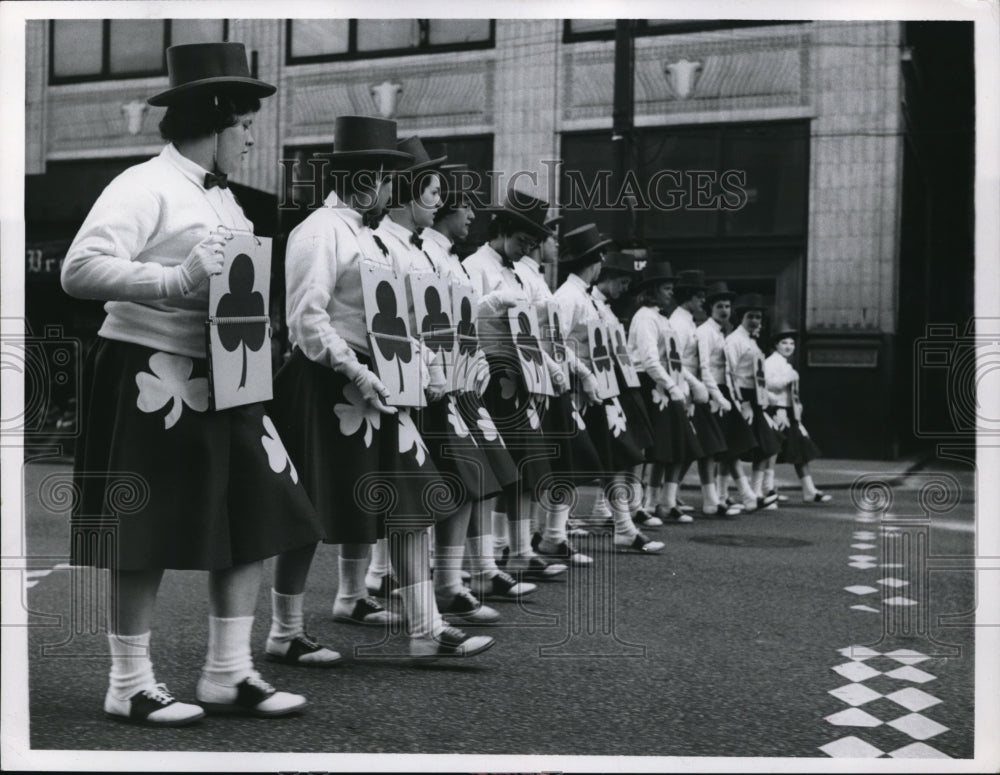 1959 Press Photo St Vincent High School Akron Ohio Marching Parade
