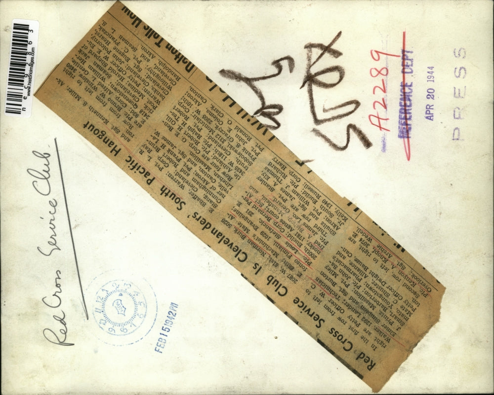 1944 Press Photo Red Cross Service CLub